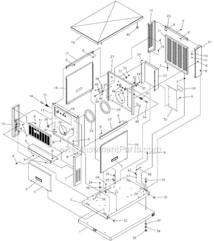 Enclosure Diagram and Parts List for 01815  Briggs and Stratton Generator